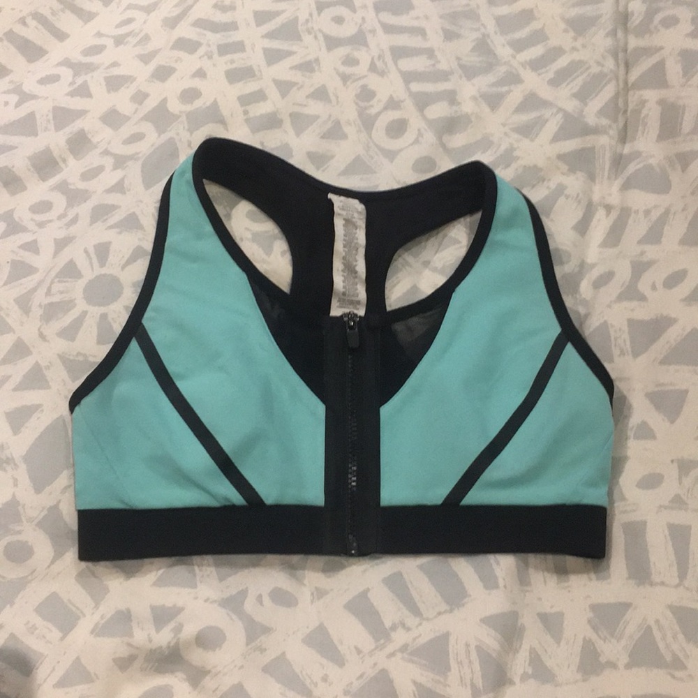 Teal & Black Sports Bra